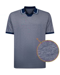 Bigdude Zweifarbiges Poloshirt mit Zierstreifen, Marineblau/Hellgrau